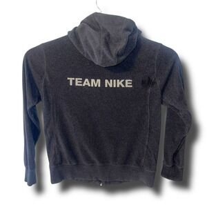 Vtg Nike Team Nike FullZip Hoodie Grey 16/18 Boys Fits Adult M/L Earphone Pocket